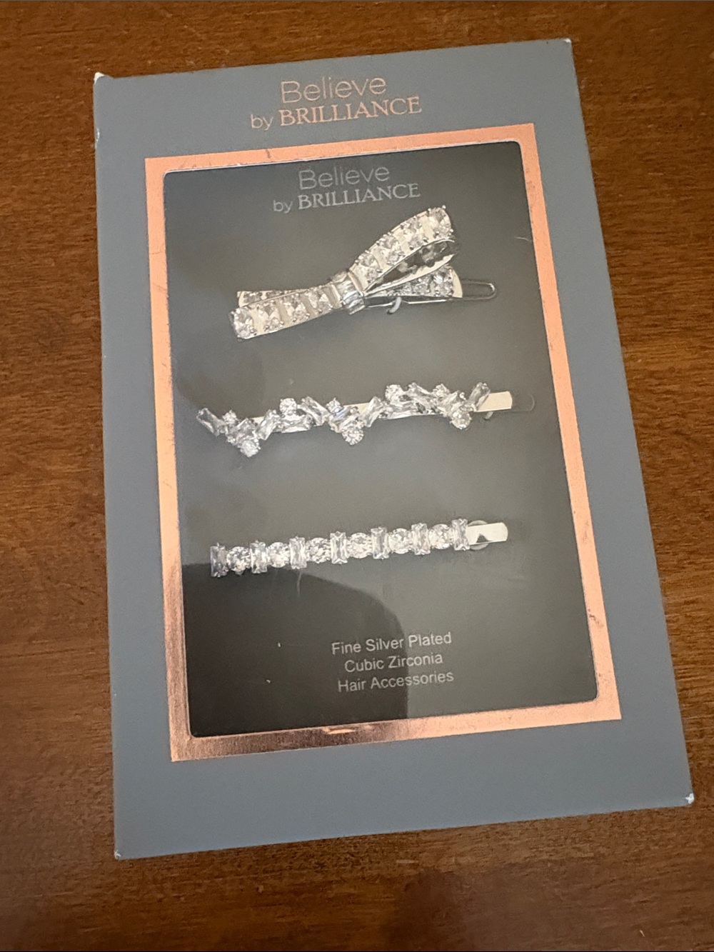 Believe by Brilliance Silver Cubic Zirconia Hair Clip Set - 3 Pack